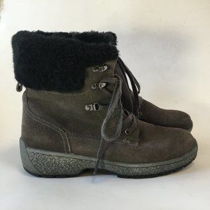 Michelle Dark Gray Black Winter Faux Fur Suede Warm Snow Boots Size 9 Zipper